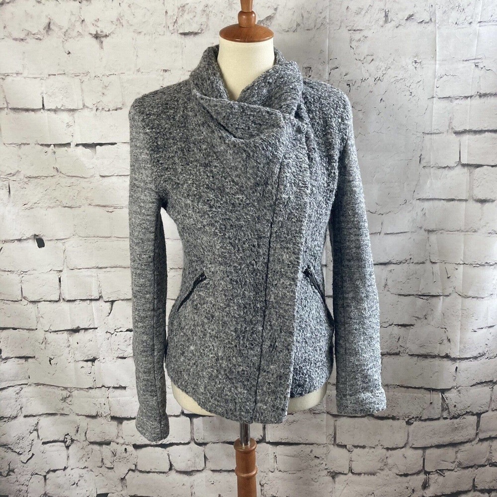 Gat Rimon Gray Fleece Motorcycle Jacket Women’s Size Medium Wool Blend‎
